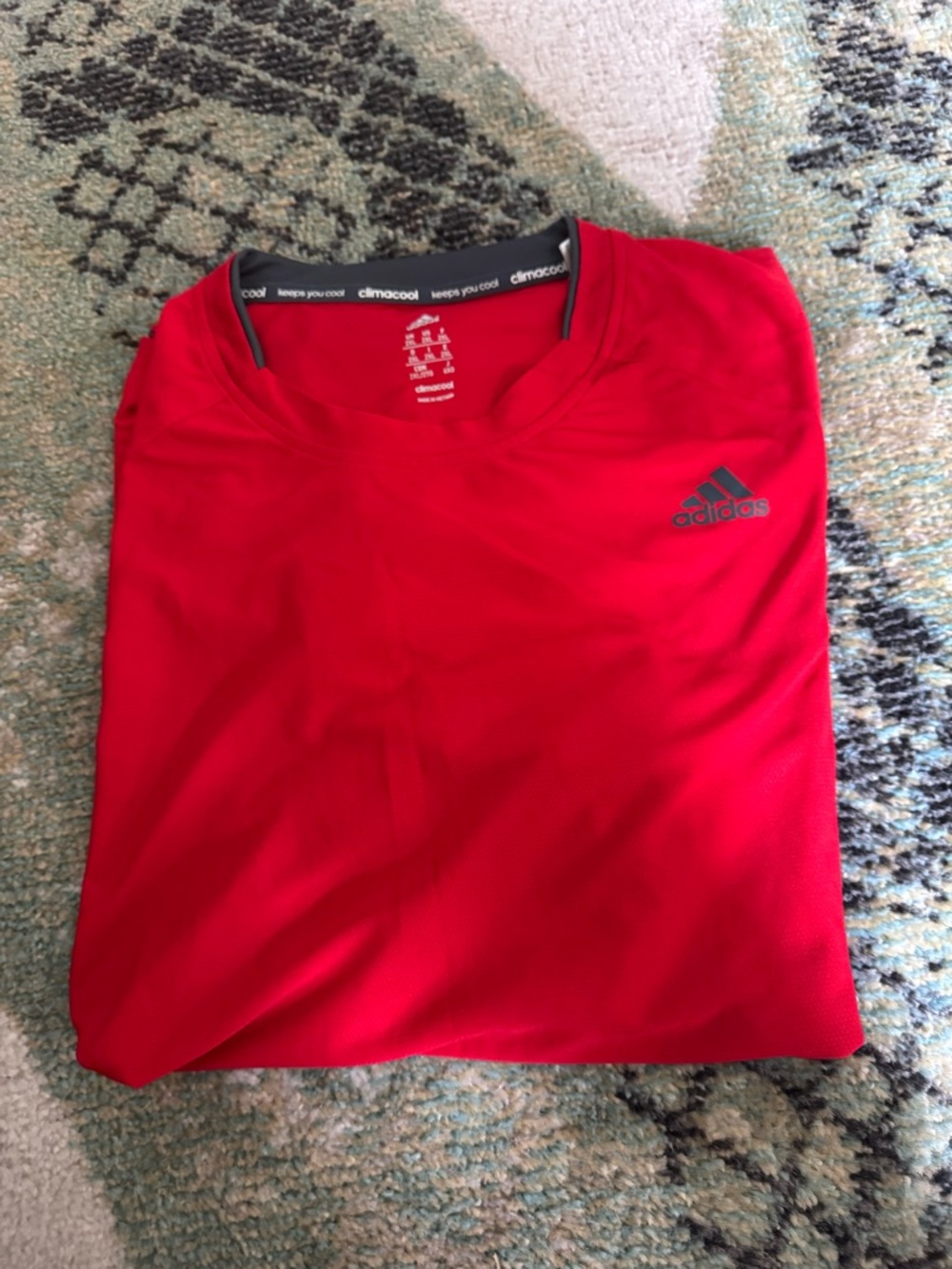 adidas Climacool Red Performance Tee with White Logo